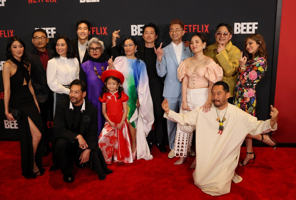 The cast of Beef at the premiere of the Netflix series