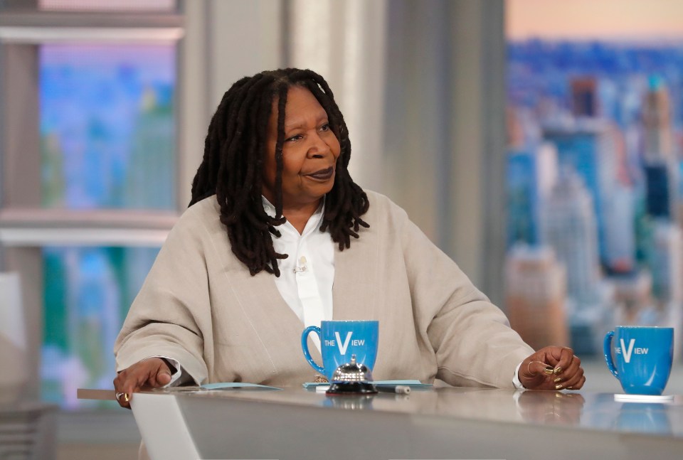 Host Whoopi Goldberg sits at The View table for the March 29, 2023 episode