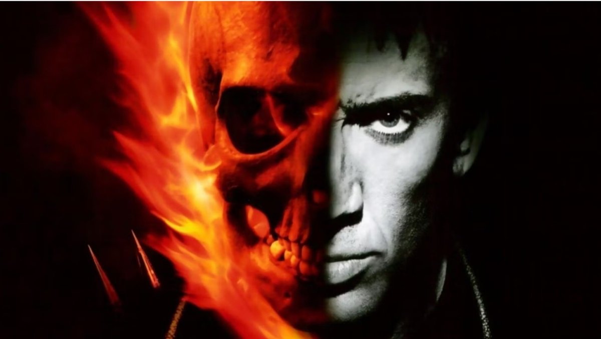 Nicolas Cage in promo art for 2007's Ghost Rider film.