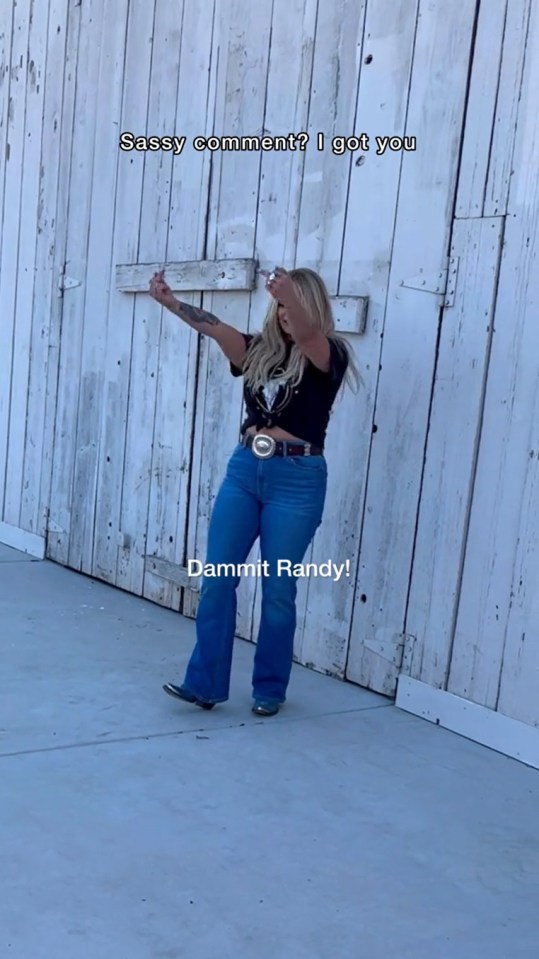 Miranda Lambert throws up middle fingers while promoting her song Dammit Randy in a new TikTok video