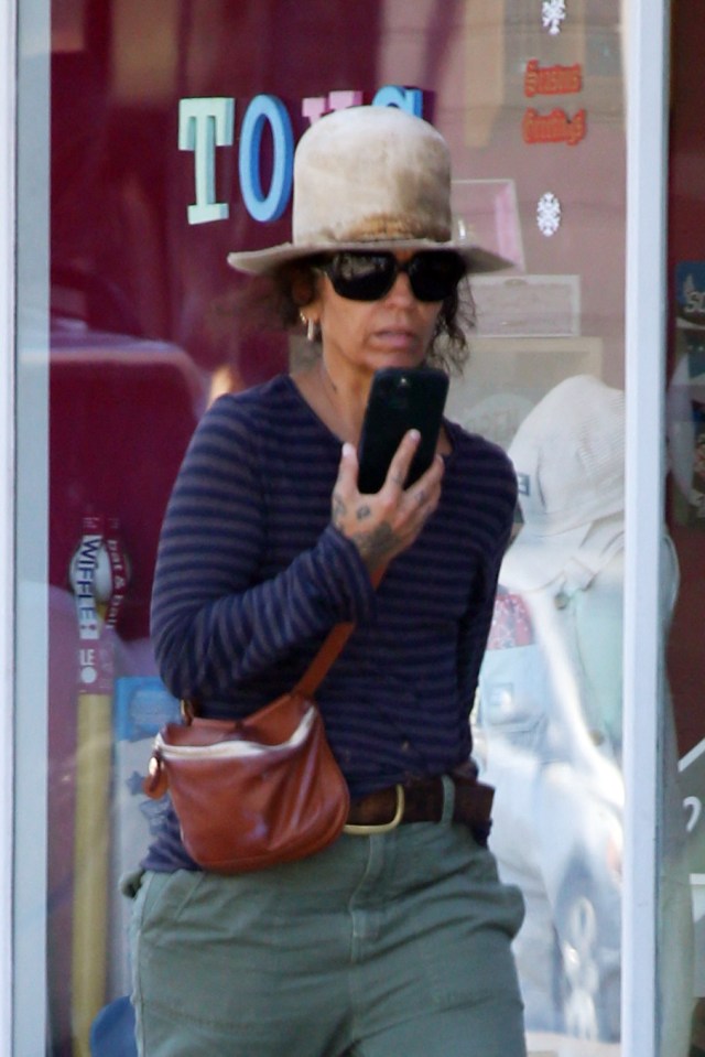 Linda Perry wore a beige hat and black sunglasses as she stepped out for a walk in Studio City on Sunday, August 11