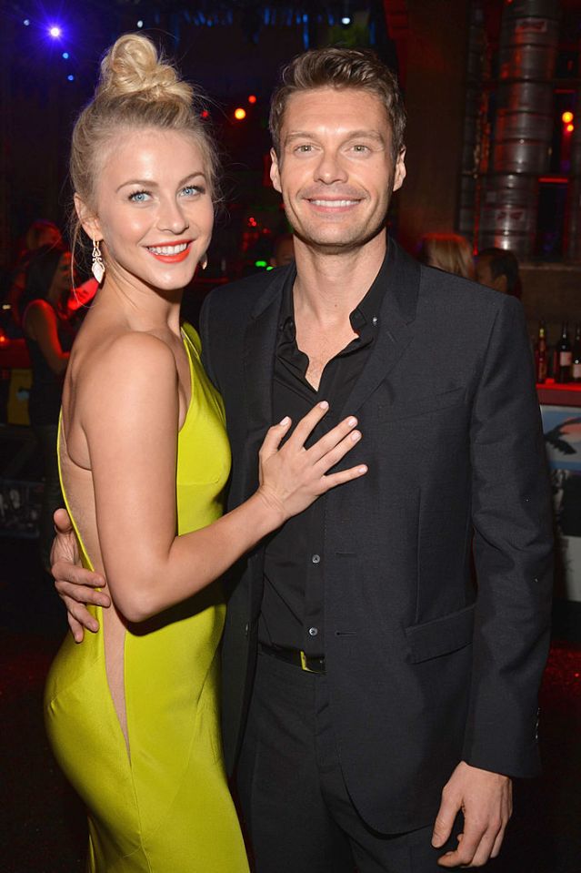 Actress Julianne Hough and Ryan Seacrest at the premiere after-party for her 2012 film Rock Of Ages in Los Angeles