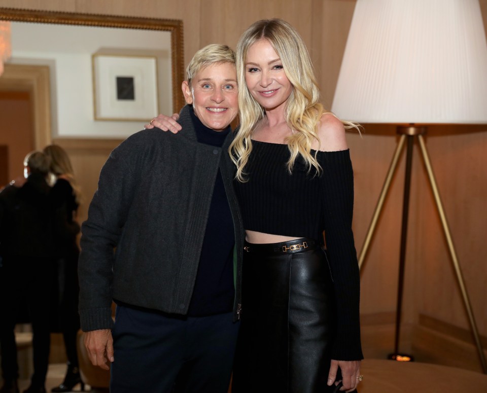 Ellen DeGeneres and Portia de Rossi are seen as RH Celebrates The Unveiling of RH San Francisco, The Gallery at the Historic Bethlehem Steel Building on March 17, 2022