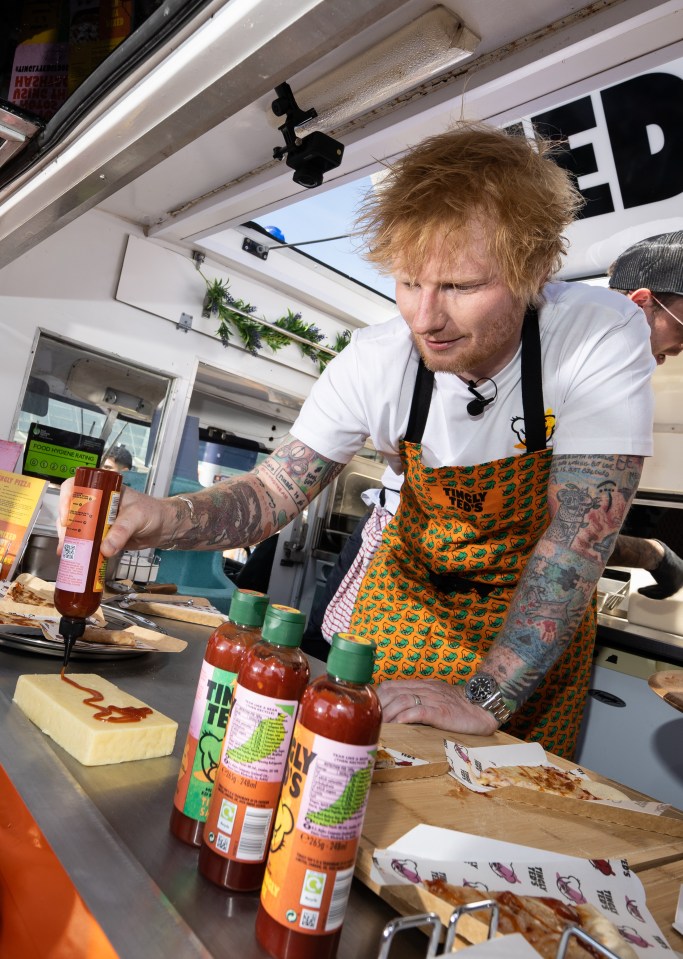 The A Team hitmaker signed autographs with his own Tingly Ted's sauce