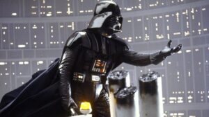 David Prowse as Darth Vader in The Empire Strikes Back.