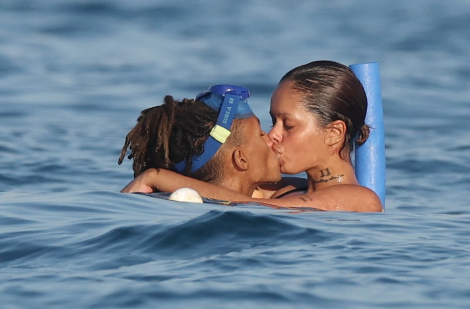 Jaden Smith and Khleopatre sharing a passionate kiss in Ibiza