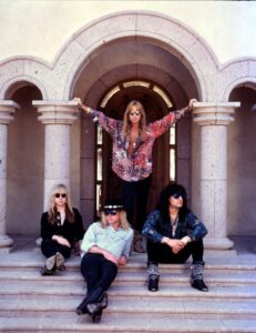 Members of the Los Angeles hard-rock group Great White are shown in this undated photo. Standing is Jack Russell. Seated from left to right are, Audie Desbrow, Mark Kendall, and Michael Lardie.