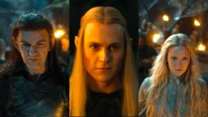 Sauron, Galadriel and Adar from The Rings of Power season two