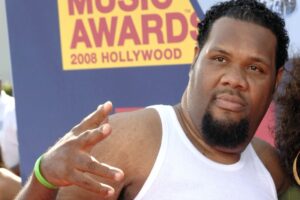 DJ Fatman Scoop is pictured at the 2008 MTV Video Music Awards in Los Angeles. He died after collapsing at a concert in Connecticut on Friday.