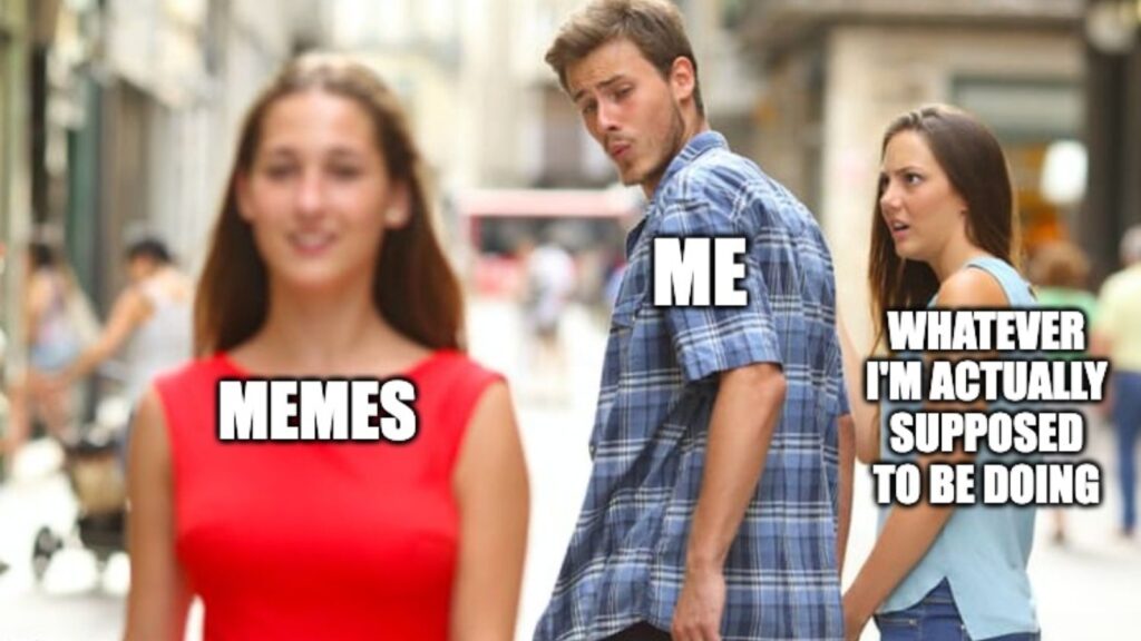 distracted boyfriend meme about hilarious memes