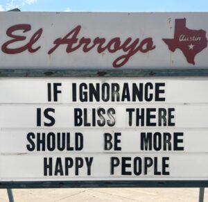 funny El Arroyo ATX sign meme about happy people and bliss
