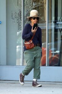 Linda Perry seen on her phone in Studio city on Sunday. 11 Aug 2024