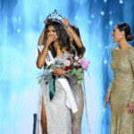 Alma Cooper, Miss Michigan USA, wins Miss USA 2024 onstage with Savannah Gankiewicz, Miss USA 2023, and Morgan Romano, Miss USA 2022, at the 73rd annual Miss USA Pageant at Peacock Theater on August 4, 2024, in Los Angeles, California.  (Photo by Gilbert Flores/Variety via Getty Images)