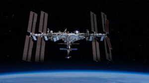 International space station on orbit of Earth