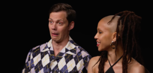 Bill Skarsgard And FKA Twigs Giggle & Promote 'The Crow'