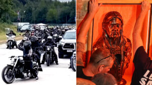 Bust Containing Lemmy's Ashes Escorted by Convoy of Bikers