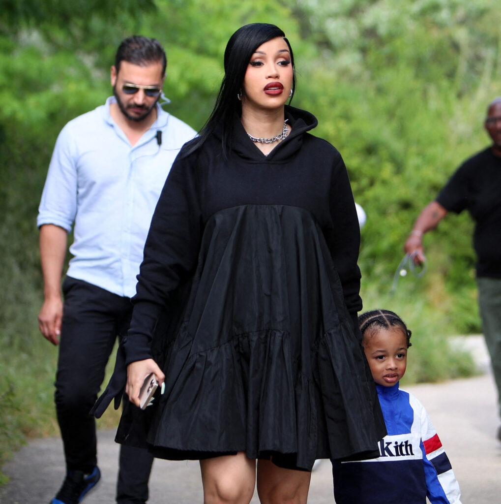 Cardi B, with her daughter, Wave, at the Zoo de Vincennes near Paris on July 9, 2024, has announced that she is pregnant with her third child