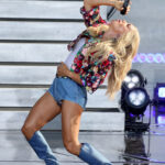 Carrie Underwood suffered a wardrobe malfunction while performing on stage during Good Morning America on Friday