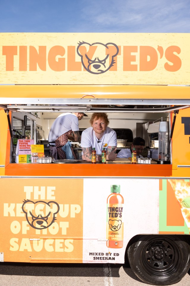 Ed Sheeran surprised shoppers in London as he rocked up to a supermarket car park in a food truck