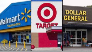 walmart, target, and dollar general stores.