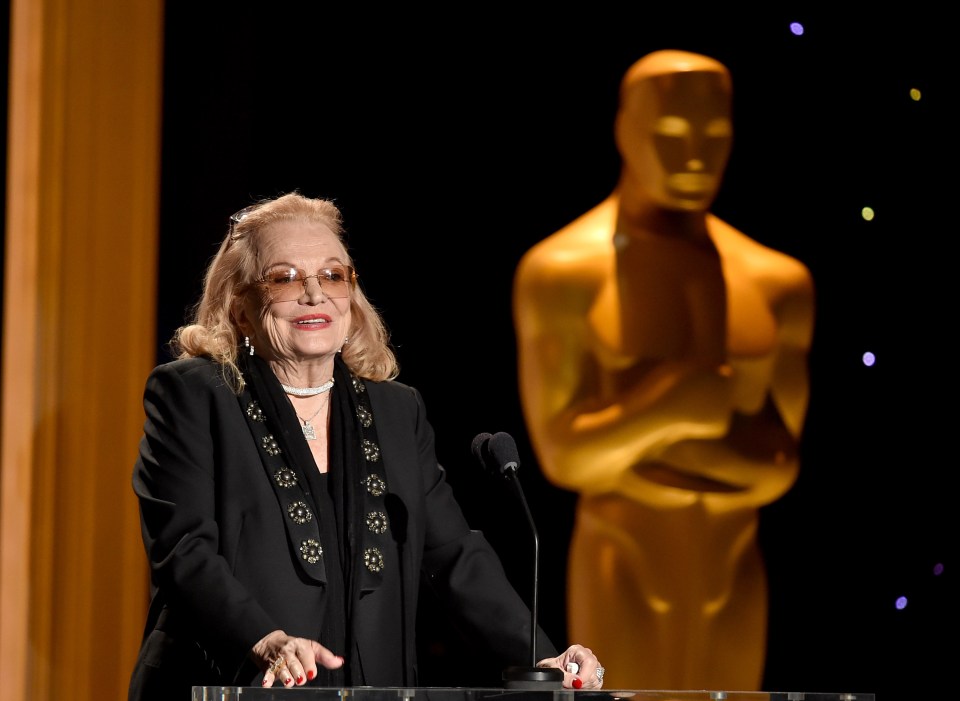 The Notebook star Gena Rowlands, seen on stage during the Academy of Motion Picture Awards in 2015, has died