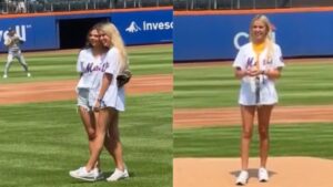 Hawk Tuah girl slammed for “cursing” Mets baseball team after throwing first pitch 