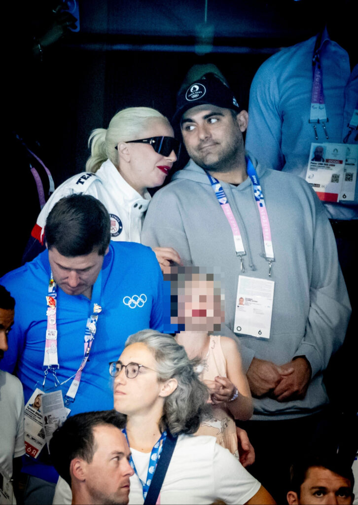 Lady Gaga attended the swimming event during the Paris 2024 Olympic Games with fiancé Michael Polansky