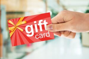 Person receiving a gift card