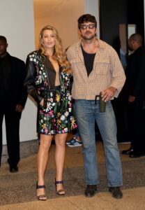 Blake Lively and Brandon Sklenar pictured at the "CBS Morning Show"