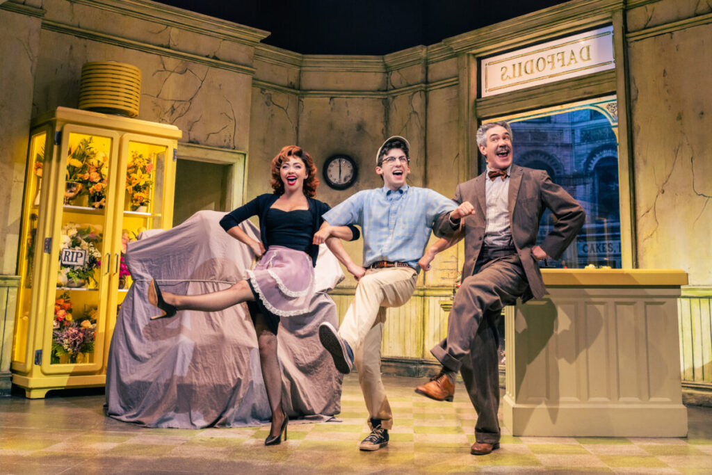 Sarah Hyland, Andrew Barth Feldman, and Kevin Del Aguila in 'Little Shop of Horrors'