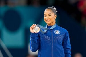 Jordan Chiles holds bronze medal at Artistic Gymnastics - Olympic Games Paris 2024 - Day 10