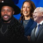 dj d nice and kamala harris and tim walz