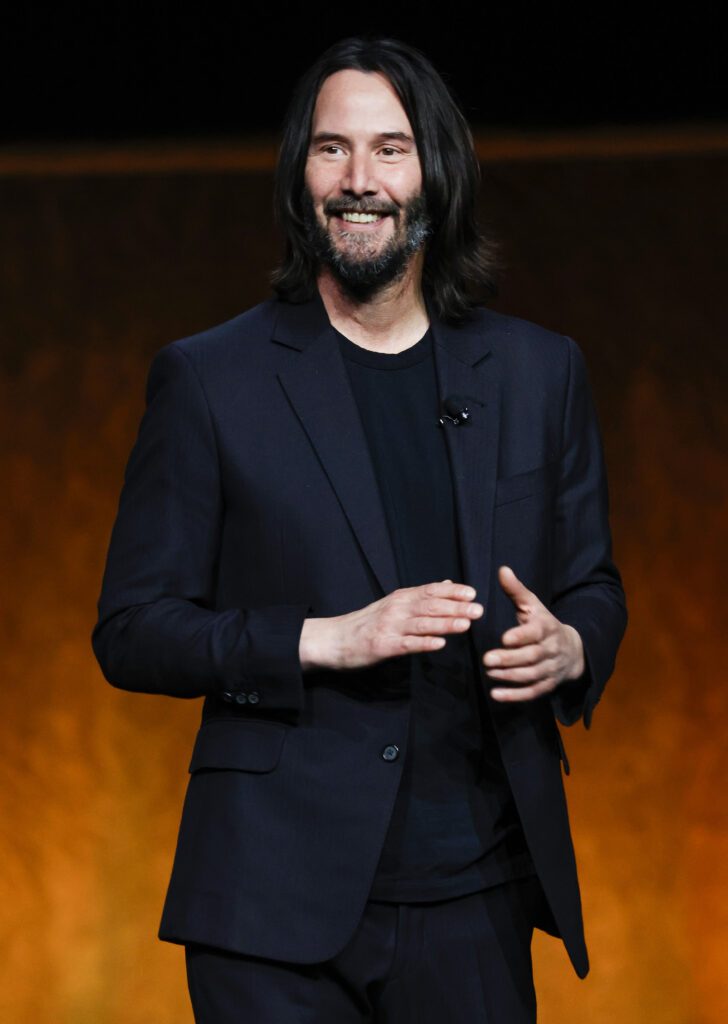 Keanu Reeves speaks onstage during CinemaCon 2022