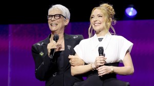 Jamie Lee Curtis and Lindsay Lohan on Friday at D23 to introduce Freakier Friday