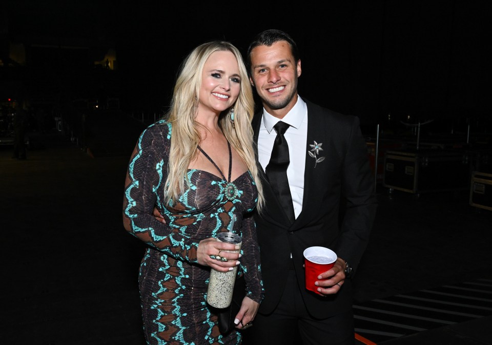 Miranda Lambert and husband Brendan McLoughlin backstage at the 59th Academy of Country Music Awards from Ford Center at The Star on May 16, 2024, in Frisco, Texas