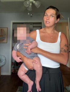 A mother has revealed that her baby is 'giant' and wears clothes for kids eight months older than him