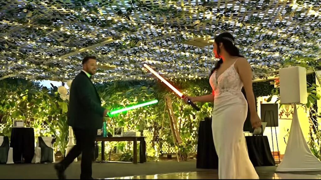 Newlyweds go viral with “epic” lightsaber battle instead of first wedding dance
