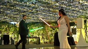 Newlyweds go viral with “epic” lightsaber battle instead of first wedding dance