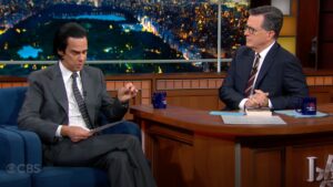 Nick Cave Joins Stephen Colbert for Profound Interview