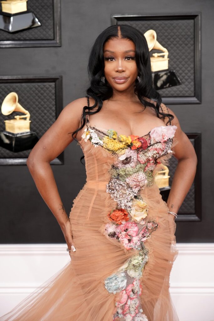 SZA attends the 64th Annual GRAMMY Awards at MGM Grand Garden Arena on April 03, 2022, in Las Vegas, Nevada