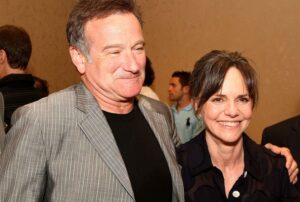 Actors Robin Williams and Sally Field at a 2008 event in Los Angeles. Williams died in 2014 at age 63.