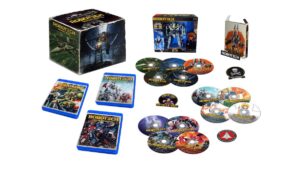 A stock photo of the contents included in the Robotech collector’s box set