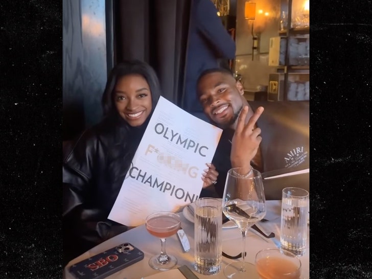 simone biles at dinner olympic champion