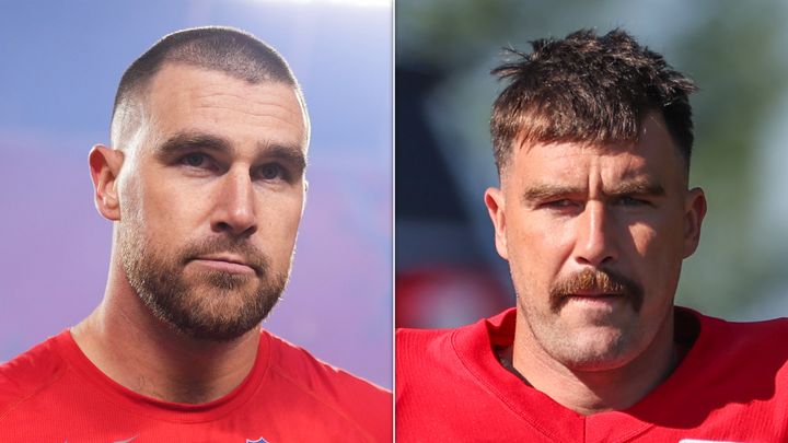 Travis Kelce in 2022 vs. this month.