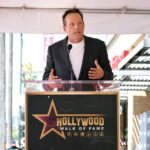 Vince Vaughn during his Hollywood Walk of Fame speech on August 12, 2024, in Hollywood, California