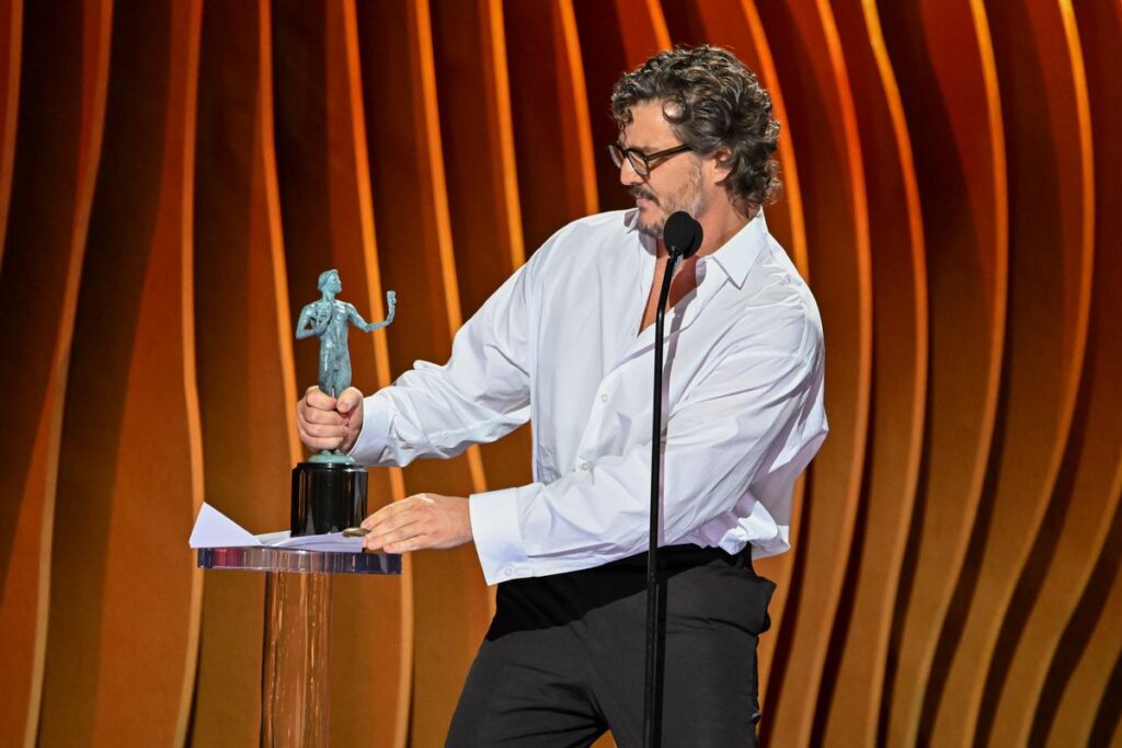 Pedro Pascal winning the SAG award