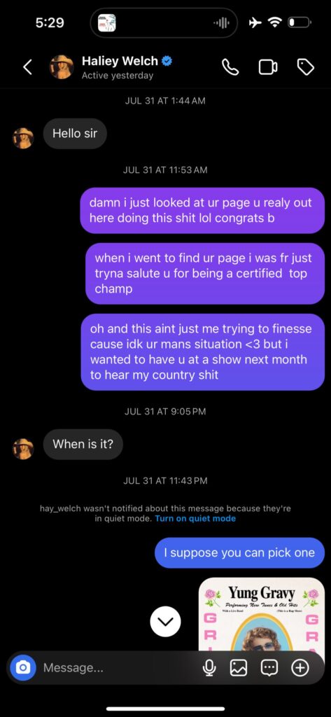 Yung Gravy Denies Hawk Tuah Girl's DM Date Request Claim