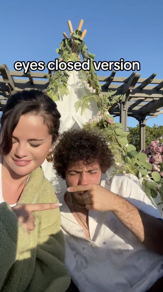 Lovebirds Selena Gomez and Benny Blanco in a recent TikTok video