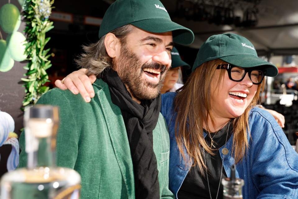 John Cusimano and Rachael Ray visit Staple Gin booth during the Food Network New York City Wine & Food Festival at Pier 76 on October 15, 2023 in New York City