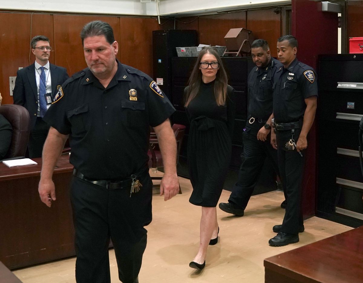 Anna Sorokin arrives in court during her sentencing at Manhattan Supreme Court on May 9, 2019, following her conviction